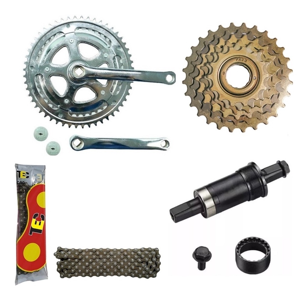 Kit Bike Caloi Monark 10 Pedivela Corrente Central Catraca