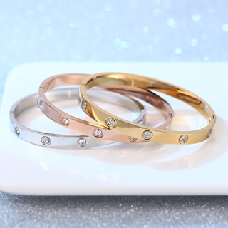 Pulseira De Aço Titânio Rosa Dourada Colorfast Rose Simples High-End E Fashionable Diamond Bracelet