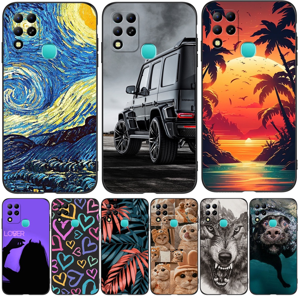 Estojo Para infinix HOT 11 G37 Silicon Phone Cover Preto tpu Deixa Um Bonito Carro De Rua De Desenho Animado