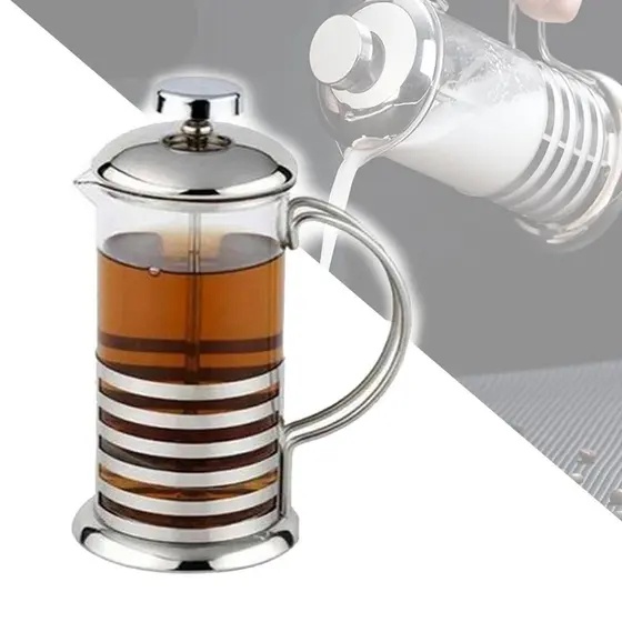 Prensa Francesa Cremeira Cafeteira Francesa Café Aço Inox e Vidro 350ml