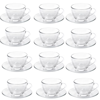 Kit 12 Xícaras 240ml Duralex Transparente Chá C/ Pires Nadir em Oferta na Shopee
