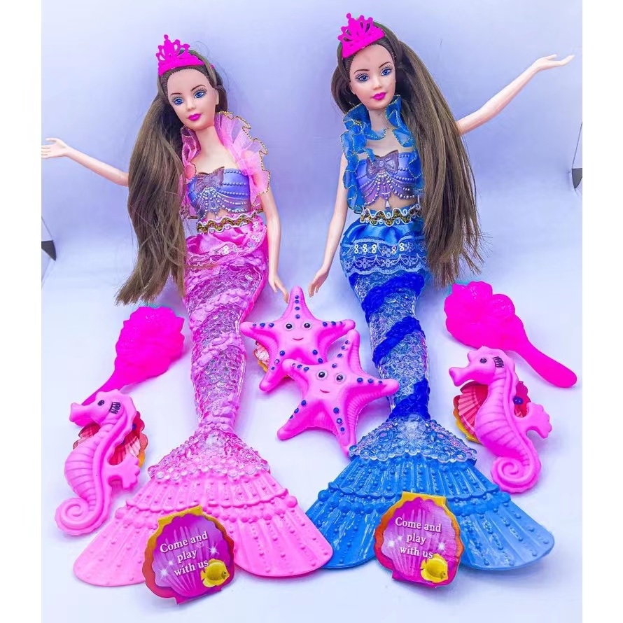 de Brinquedo Boneca de sereia tipo Barbie princesa com luz e som em Oferta na Shopee