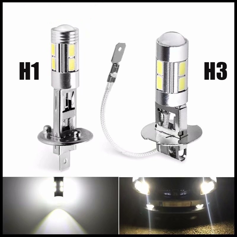 2 Pcs H1 H3 Lâmpadas LED 6000K Branco 10-SMD 5630 Luz De Nevoeiro Do Carro Condução DRL Lâmpada Automática em Oferta na Shopee