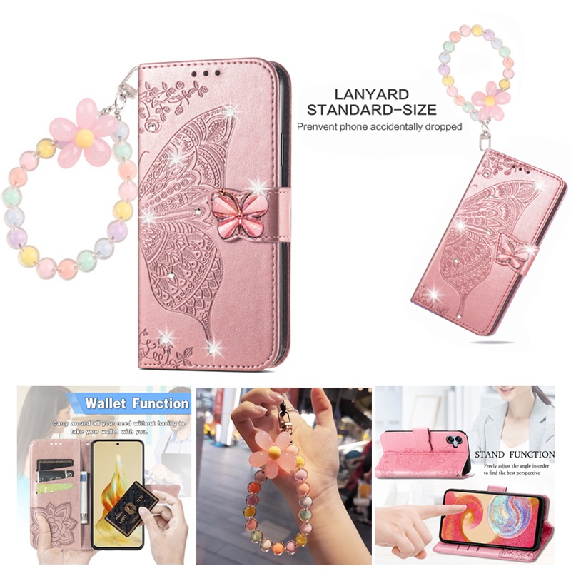 Capa Carteira Para Samsung Galaxy A08 A07 A06 A18 A17 A16 A15 A14 A27 A57 A37 A56 A36 A26 A54 A55 Glitter Diamante Borbo