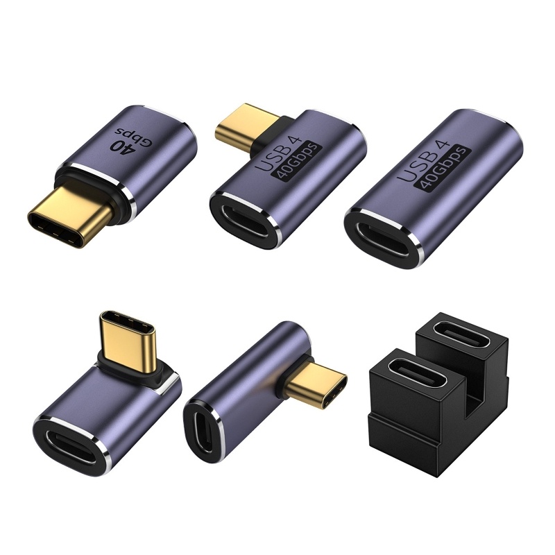 1Pcs PD100W 40Gbps USB4.0 Tipo C Adaptador De Ângulo Reto Em U Dados Macho Para Fêmea Conversor Rápido De Telefone De Computador Tablet 8K Adaptadores De Transmissão De Áudio E Vídeo