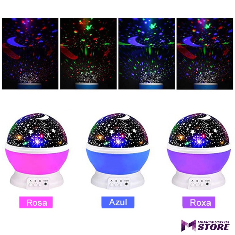 Mini Abajur Projetor Infantil Luminaria Estrelas Projetor Es