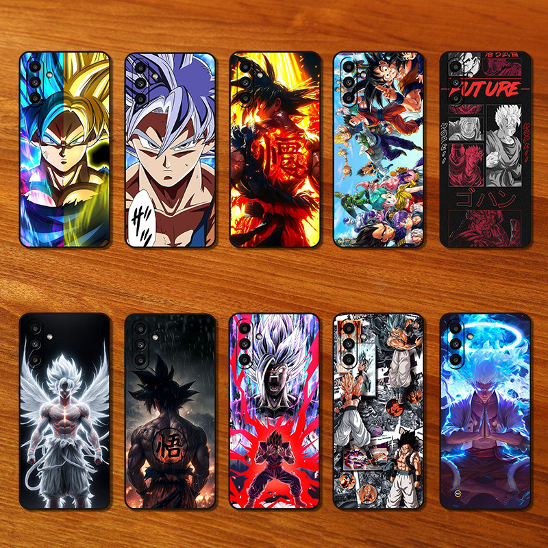 Moda Macio Preto Caso De Telefone Para Samsung Galaxy A04S A05S A24 A34 A54 A14 A15 A13 KF34 Dragon Ball Design Criativo
