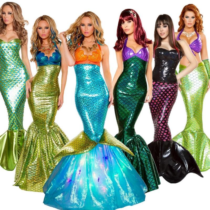 Traje De Halloween Adulto Sereia Vestido De Princesa Role Play Sexy Envoltório De Peito Desempenho Festa em Oferta na Shopee