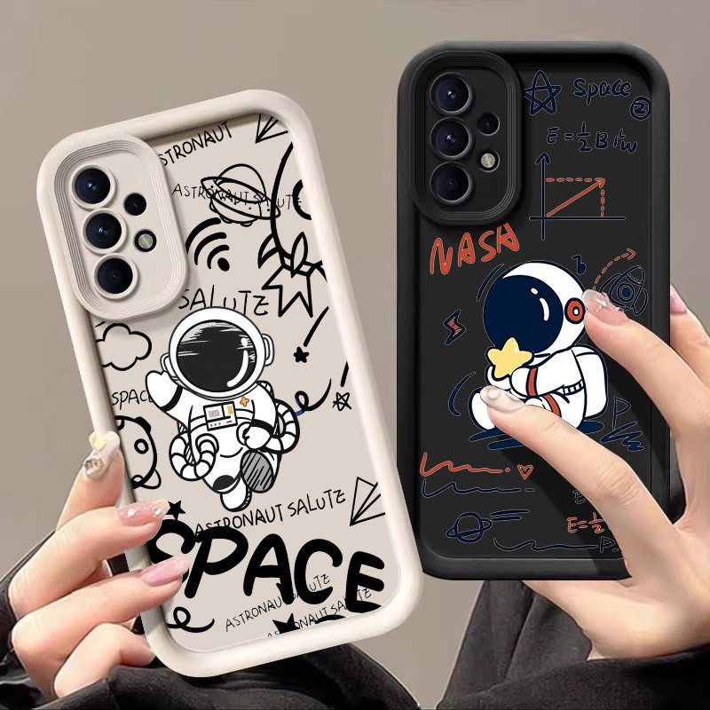 Capa De Telefone Fofa Astronauta Estrela Para Samsung Galaxy A55 A54 5G A52 A53 A72 4G A35 A34 A32 A25 A23 A21S A16 A15 