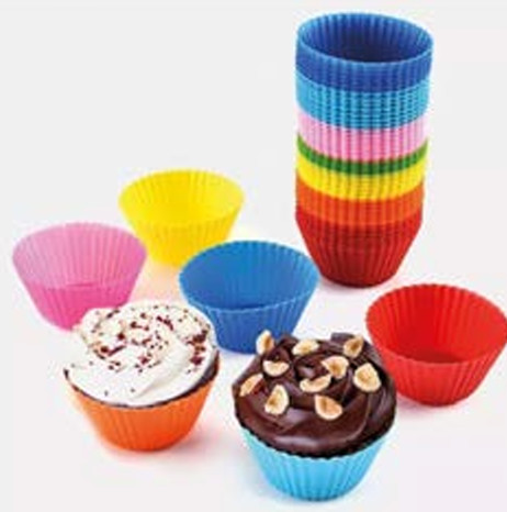 Conjunto de 12 Formas Silicone Mini Cupcake Bolo Muffin pão de queijo Assadeira Airfryer Forno Forninho