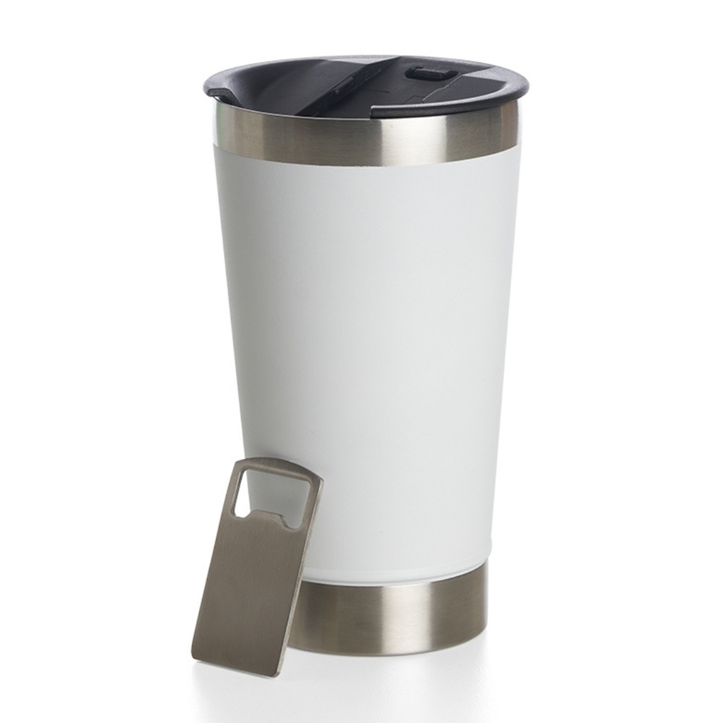Normal - Copo Térmico Inox com TAMPA e ABRIDOR (473 ml) - Branco