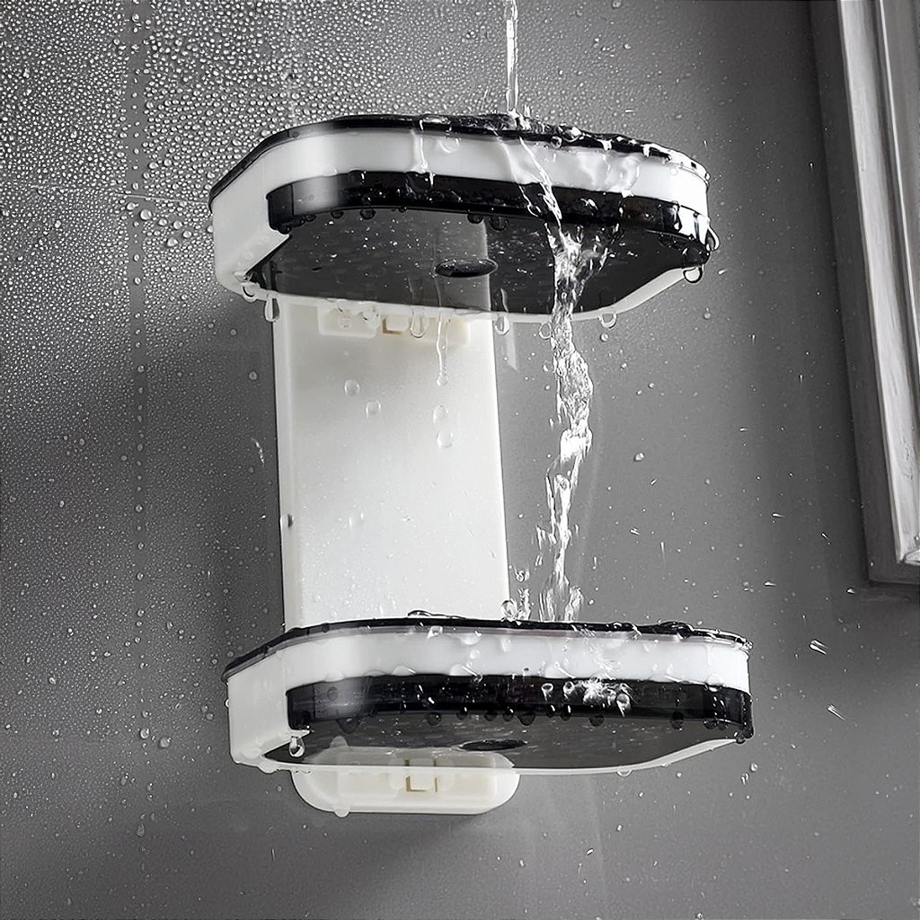 JS Porta Sabonete Dispenser Saboneteira Parede Dupla Adesivo
