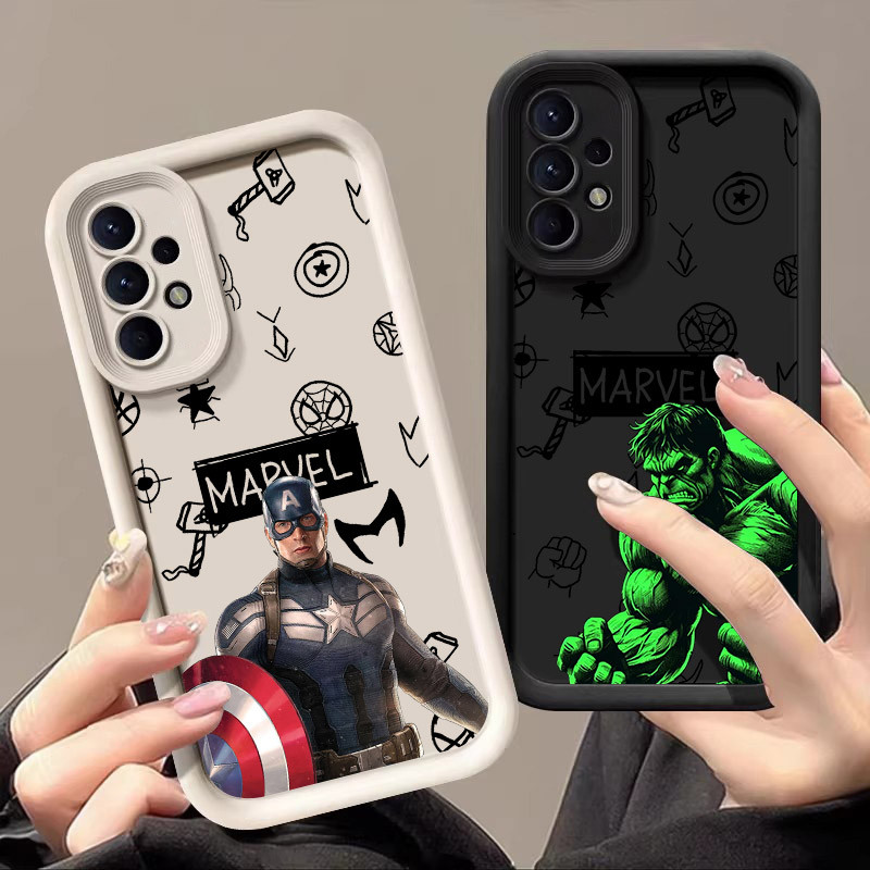 Capa De Telefone Fofa Do Capitão América Hulk Spiderman Para Samsung Galaxy A55 A54 5G A52 A53 A72 4G A35 A34 A32 A25 A2
