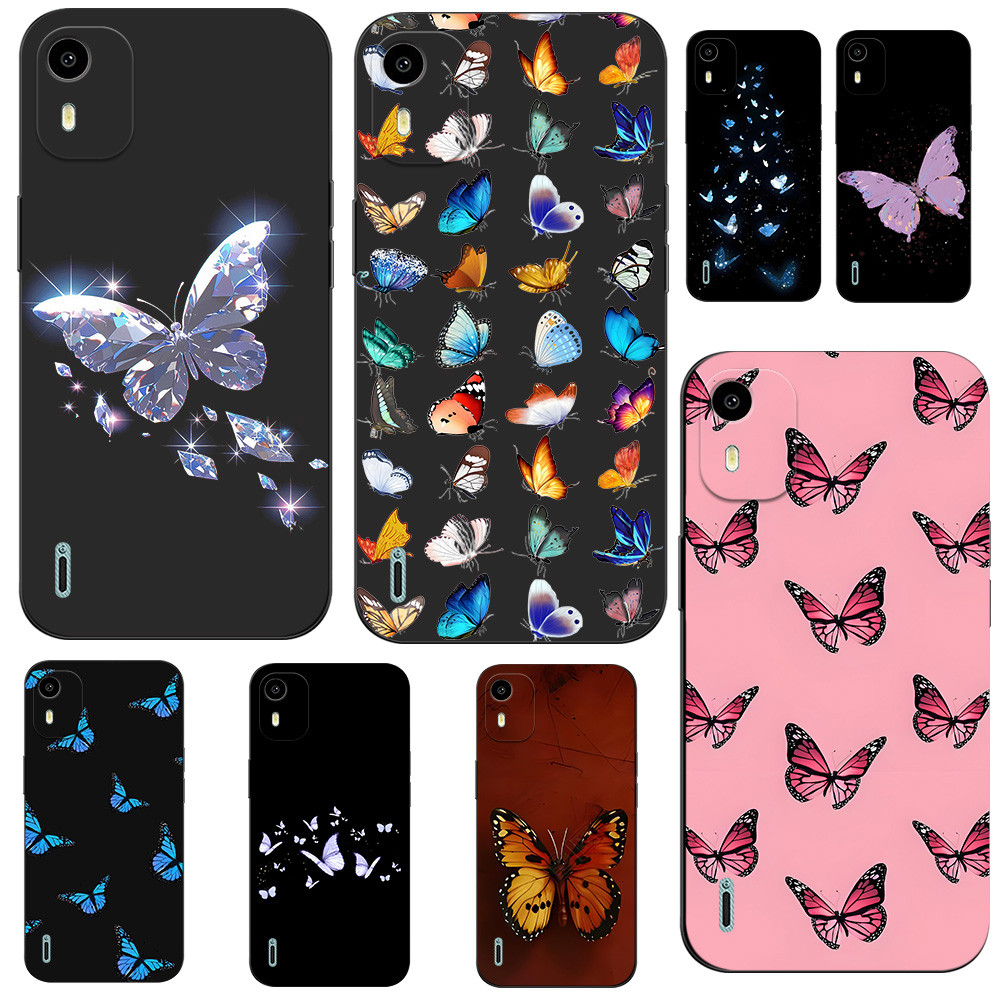 Capinha Borboleta Nokia C12 4G Capinha De Borboleta Capinha iPhone Borboleta Capinha Flor Capinha Pink @10020