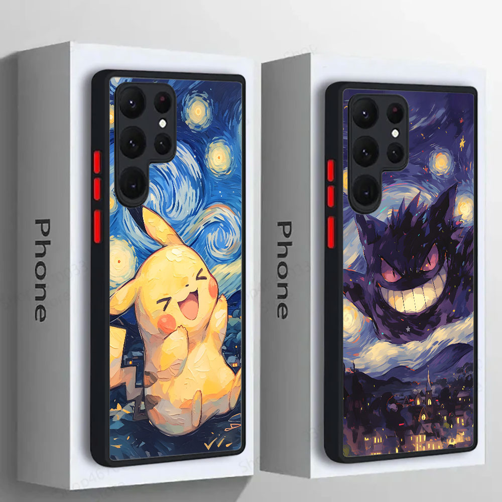 Capa De Telefone De Silicone Pokémon Pikachu Gengar Umbreon Starry Sky Para Samsung S25 Ultra S24 S23 S21 S20 FE S22 Plu