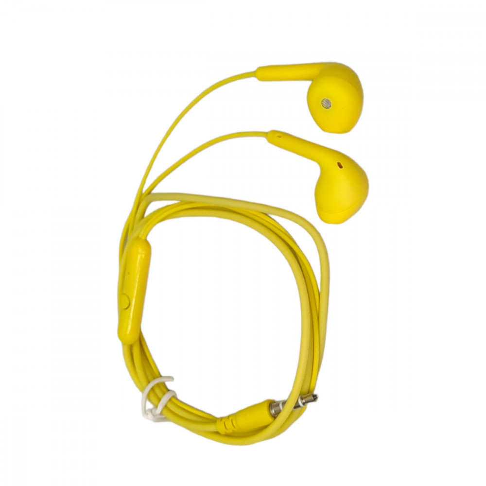 Fone de Ouvido Intra Auricular Com Fio e Microfone Estéreo Macaron - Amarelo
