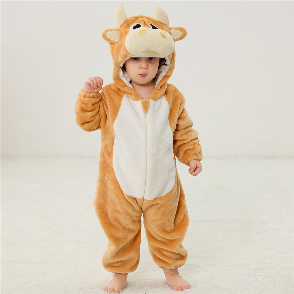 Roupas De Bebê Recém-Nascido Inverno Manga Longa Macacão Infantil Meninos Meninas Bonito Gado Ponto Dos Desenhos Animado