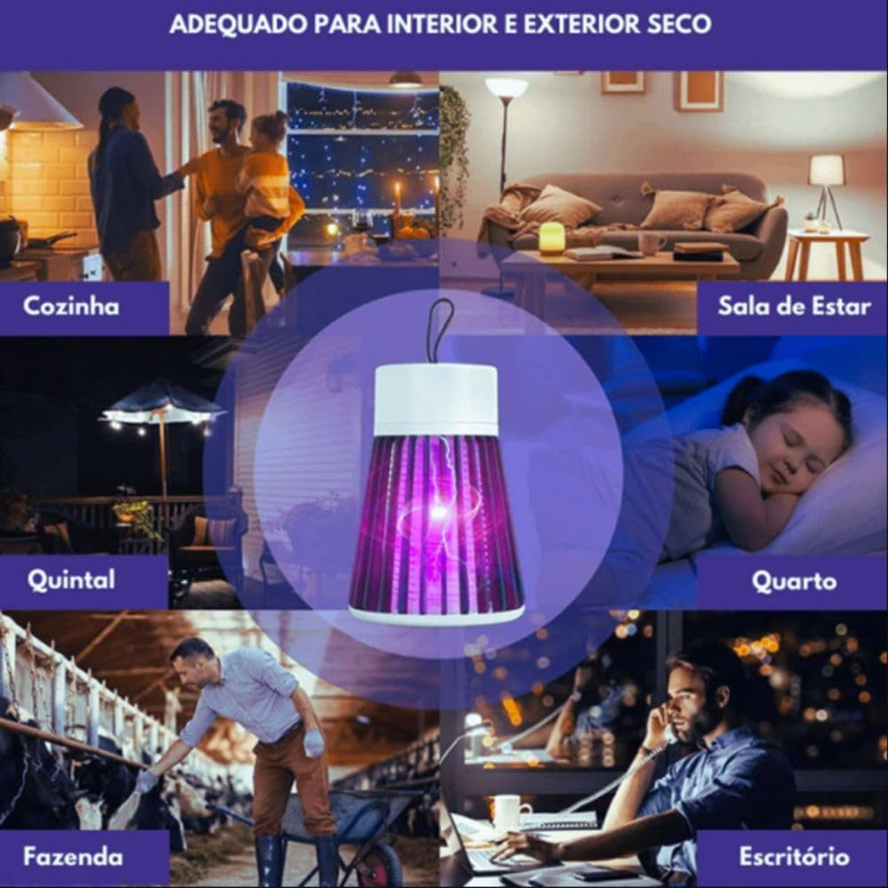 Luminária Anti- Mosquito Repelente Elétrico Lâmpada U.V Armadilha Para Insetos Direto USB