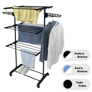 Varal De Chão Roupa Calcinha Grade 3 Andares Dobrável Portátil Leo Store BR em Oferta na Shopee