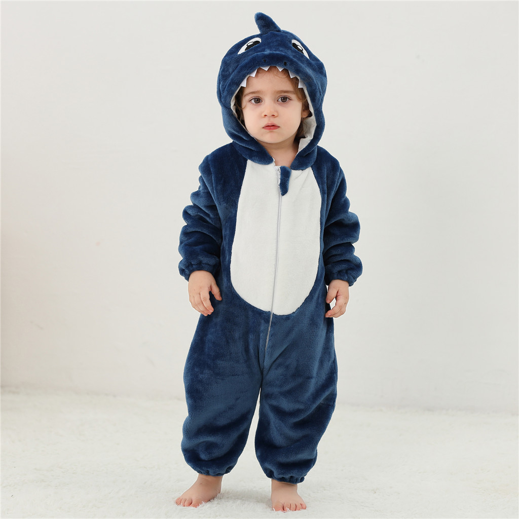 Bebê Kigurumi Tubarão Ponto Dos Desenhos Animados Macacão Infantil Crianças Animais Macacões Meninas Meninos Cosplay Tra