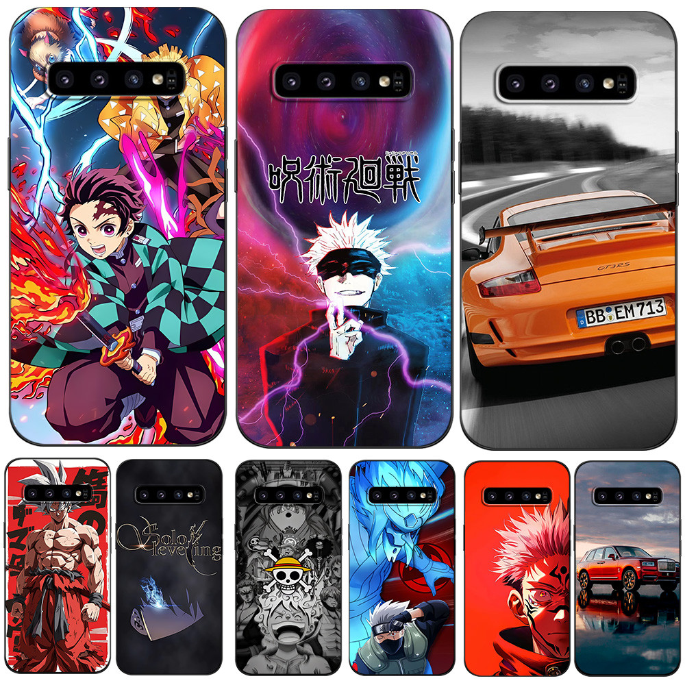 Capa Para Samsung Galaxy S10 S10 plus 4G Traseira De Telefone Silicone Preto tpu Rosa anime Espaço Carro Engraçado