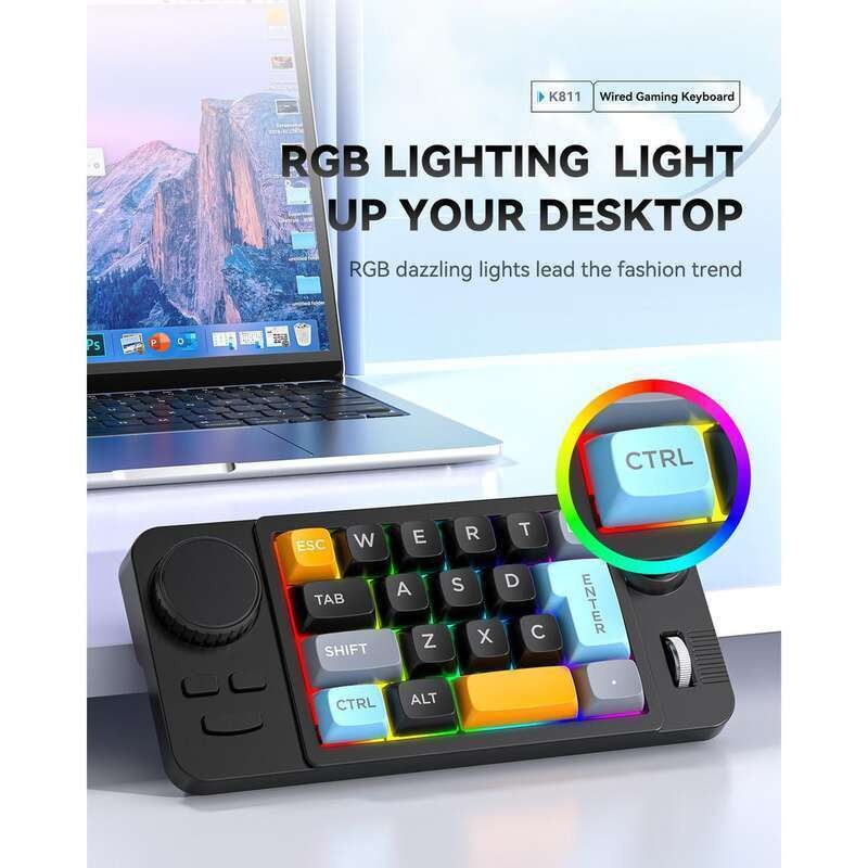 JOMAA Teclado Mecânico Com Fio Programável De 19 Teclas Hot-Swappable Numérico De Joystick Para Computador Laptop Window
