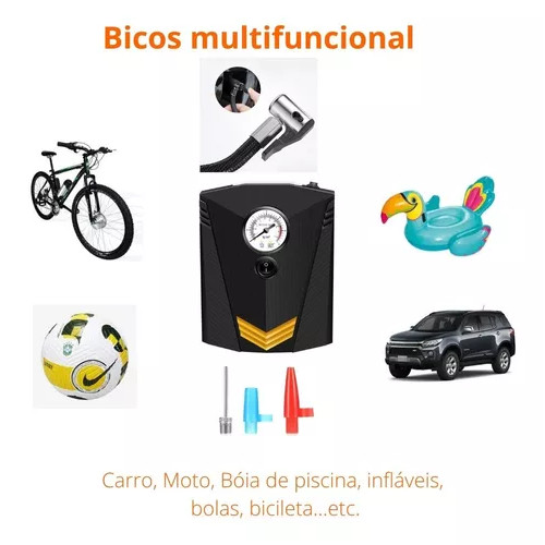 Inflador Elétrico 12V para Pneus de Carro e Moto