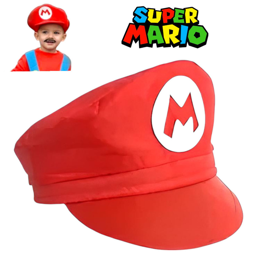 Boina Chapéu Touca Gorro Do Super Mário Cosplay Fantasia Carnaval