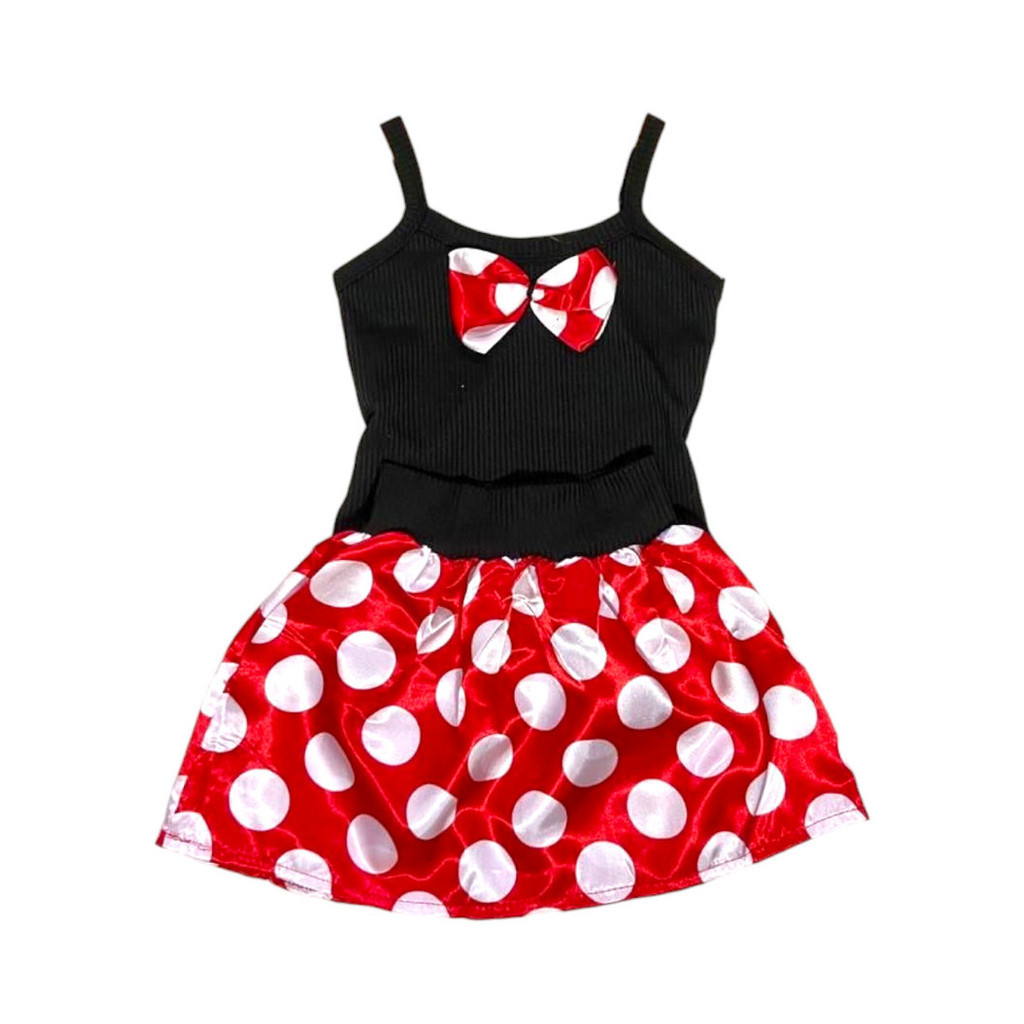 Fantasia Infantil Vestido Minnie Minie vermelha com Arquinho