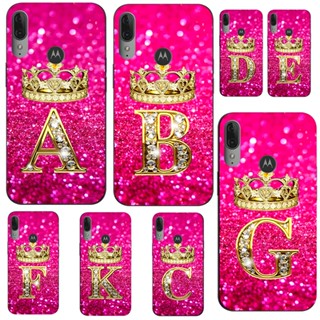 Para Moto Motorola E6 PLUS Capa Telefone Protetora De Silicone Macio Preto Tpu Coroa De Diamante Rosa A B C Cartas
