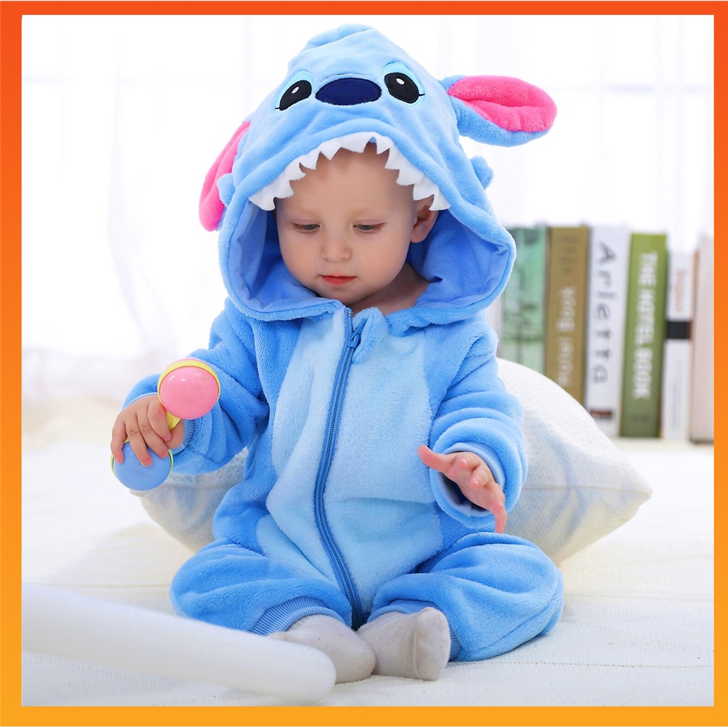 Baby Kigurumi Blue Stitch Romper Recém-Nascido Roupa Para Dormir Infantil Meninos Jumpsuit...
