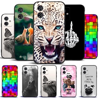 Capa Para Motorola MOTO G54 5G Macia De Silicone Celular Tpu Preto Macaco Tigre Coelho
