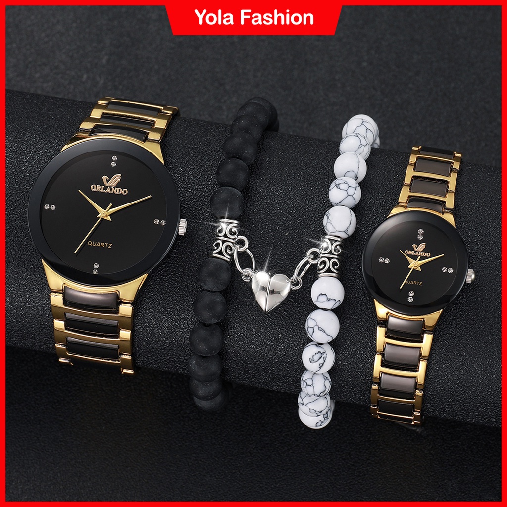 Relógios De Moda Casal Relógio Faixa De Aço Quartzo Pulseiras Coração Mulheres