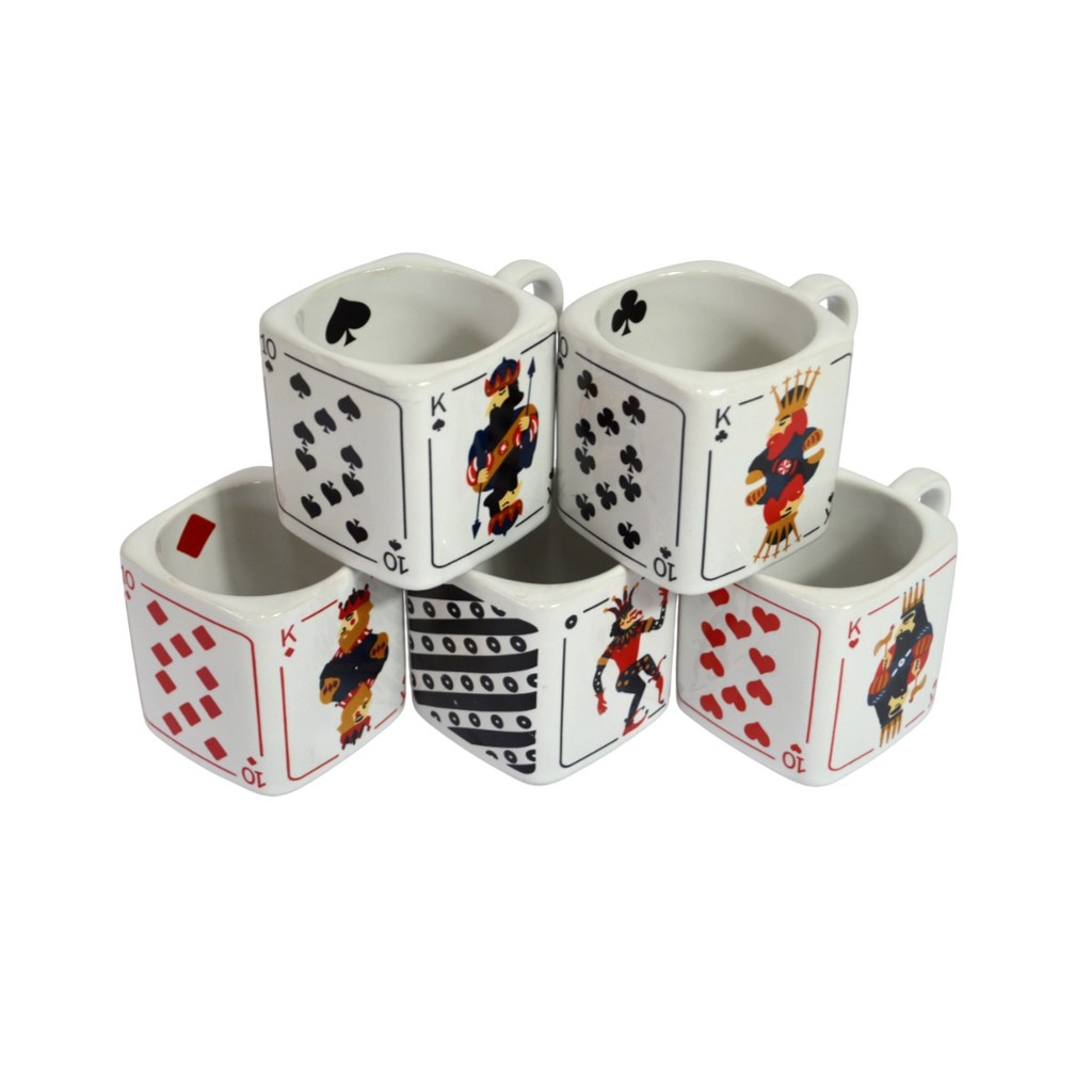 Kit com 5 Canecas de Porcelana Baralho Poker 220ml em Oferta na Shopee