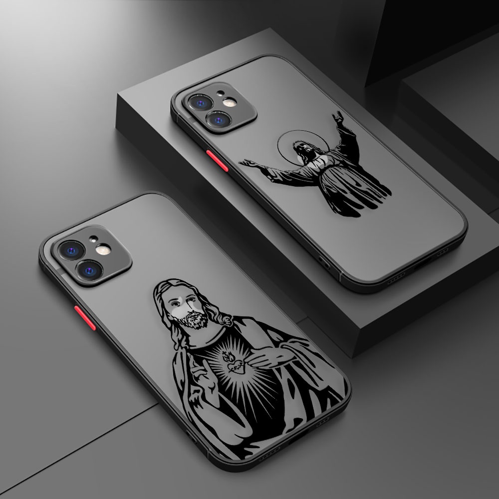 Deus Abençoe Você Fé Religioso Cristão Jesus Matte Capa Para Celular Apple iPhone 15 15Plus 15Pro 15ProMax 14 13 12 11 Pro Max Plus XR XS X 6 6s SE 2020 2022 7 8 Mini