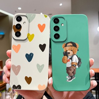 Estojo Para Samsung Galaxy S24 S24 + 5G Love Heart Phone Cover Silicone Líquido Quadrado Prevenção De Queda Moda De Luxo Protetora S 24 + Shell