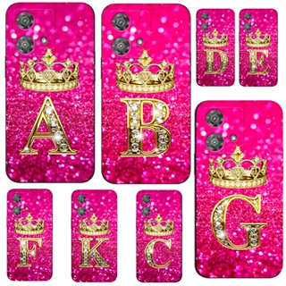Estojo Para Motorola MOTO Edge 40 Neo 5G De Silicone Macio Capa Telefone Preto Tpu Pink Diamond Crown A B C Cartas