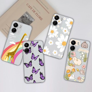 Para Xiaomi Redmi 13C 4G Capa De Silicone Transparente Girafa Arco-Íris Fofa Durável Anti-Derrapante Moda Protetora De Impressão Digital 13 C Telefone