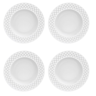 Conjunto De Prato De Sobremesa 4 Pçs Branco Porcelana Fina Tramontina em Oferta na Shopee