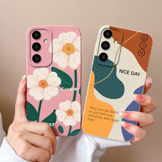 Estojo Para Samsung Galaxy S24 S24 + 5G Silicone Soft TPU Square Beautiful Flower Anti-Fingerprint Luxo À Prova De Choque S 24 + Proteção Da Câmera