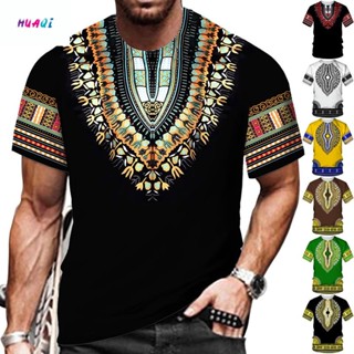 Camiseta Vintage Africana Dashiki Print T-shirt Étnica Folclórica Personalizada Masculino/Mulher 2023