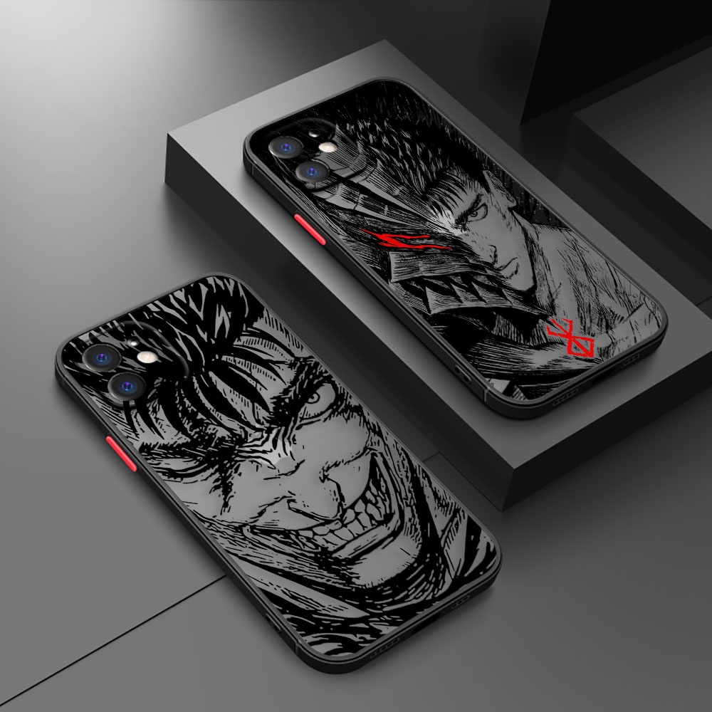 B-Preto Berserk Inquietação Anime Fosco Capa Para Celular Apple iPhone 15 15Plus 15Pro 15ProMax 14 13 12 11 Pro Max Plus XR XS X 6 6s SE 2020 2022 7 8 Mini