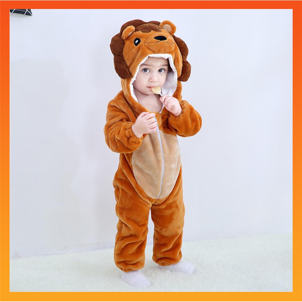 2024 Baby Kigurumi Dinossauro Animado Do Leão Romper Recém-Nascido Infantil Menino Jumpsuit Meninas Cosplay Pyjama