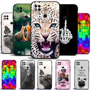 Capa Traseira De Silicone Para Xiaomi Redmi 10C 10A Coelho Tigre tpu Preto