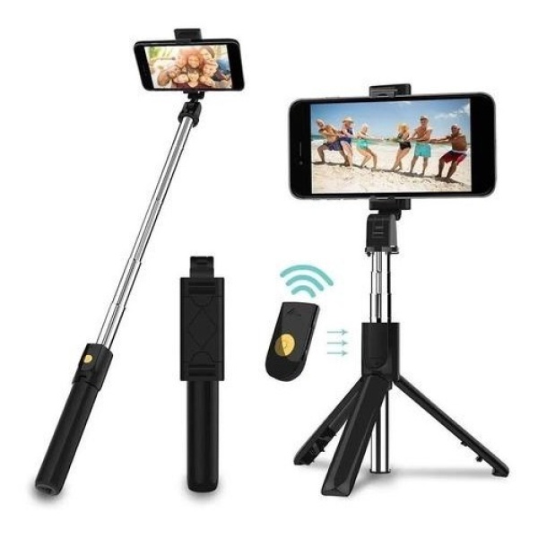 Pau De Selfie Com Tripé Bluetooth Com Controle C/ Ring Light