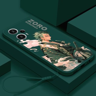 Caixa Poco F5 Pro Cartoon Anime De Uma Peça Zoro Comic Phone Case Borda Reta Capa De Silicone Macia À Prova De Choque
