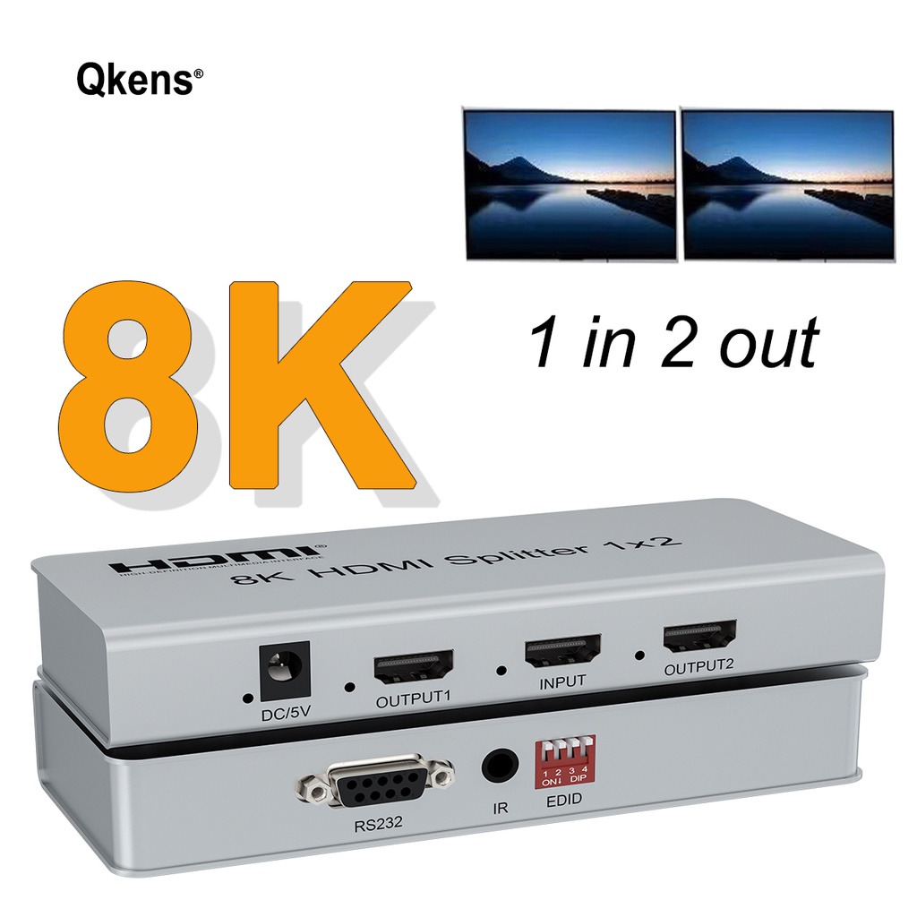 Divisor HDMI 8K Splitter 1 Em 2 Saídas HDR 3D 1x2 4K 120Hz HDMI2.1 Conversor Distribuidor De Vídeo Para Câmera PS5 PS4 PC Monitor De TV