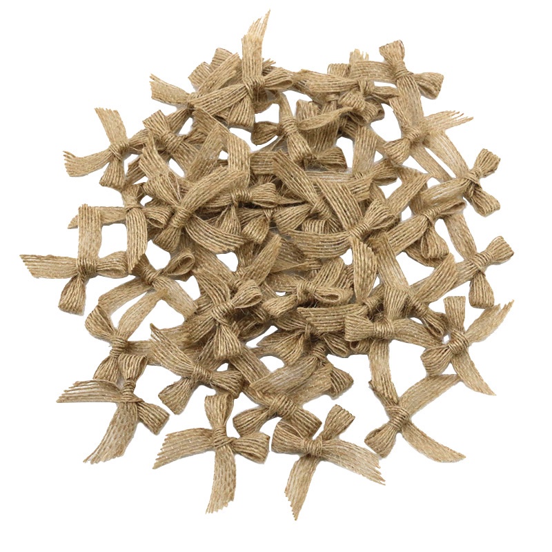 (50 Peças/Pacote) Tamanho 10mm Estilo Vintage Tecido De Juta De Linho Natural Arco Festa Mostrar Caixa De Presente Decor em Oferta na Shopee