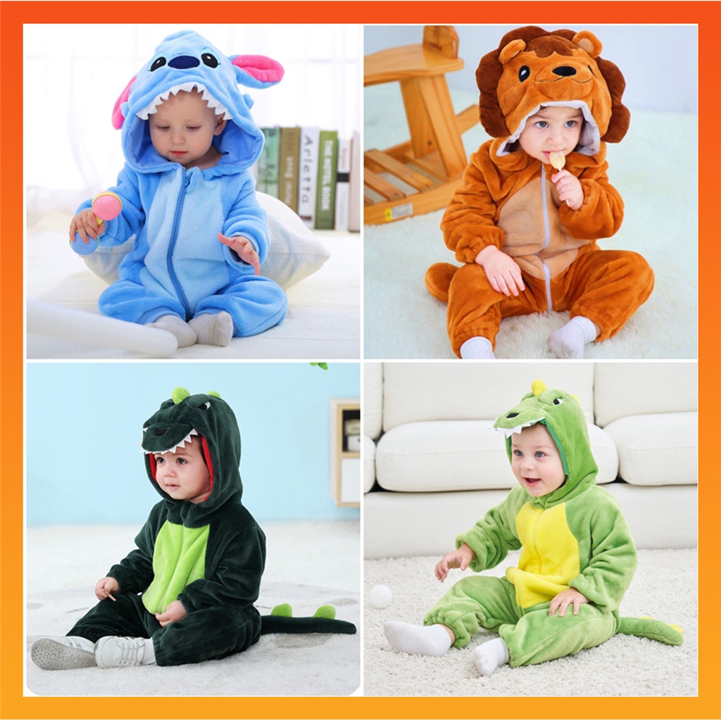 Bebê Unisexo Romper Kigurumi Infantil Dinossauro Leão Fofo Animal Jumpsuits Pijamas Para Meninas
