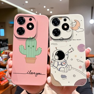 Estojo Para Tecno Spark 10 pro Cute Cactus Astronauta Simplicidade Durable Shockproof Alta Qualidade Capa Traseira Líquida Quadrada Anti-Queda